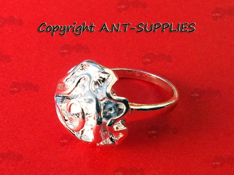 Silver Rose Flower Finger Ring With Solid Ring