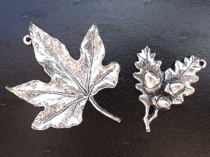 Pewter Pendant Leaf and oak Leaves