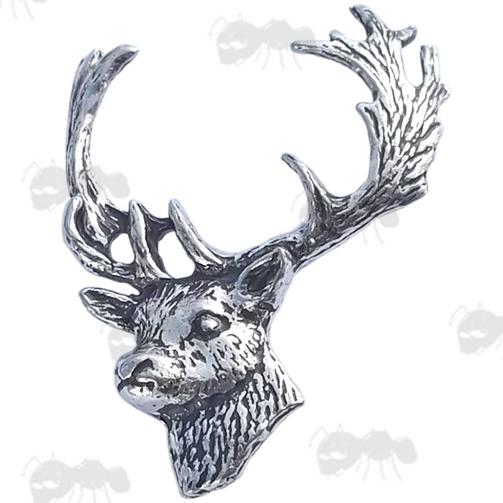 Fallow Deer Head Pewter Pin Badge