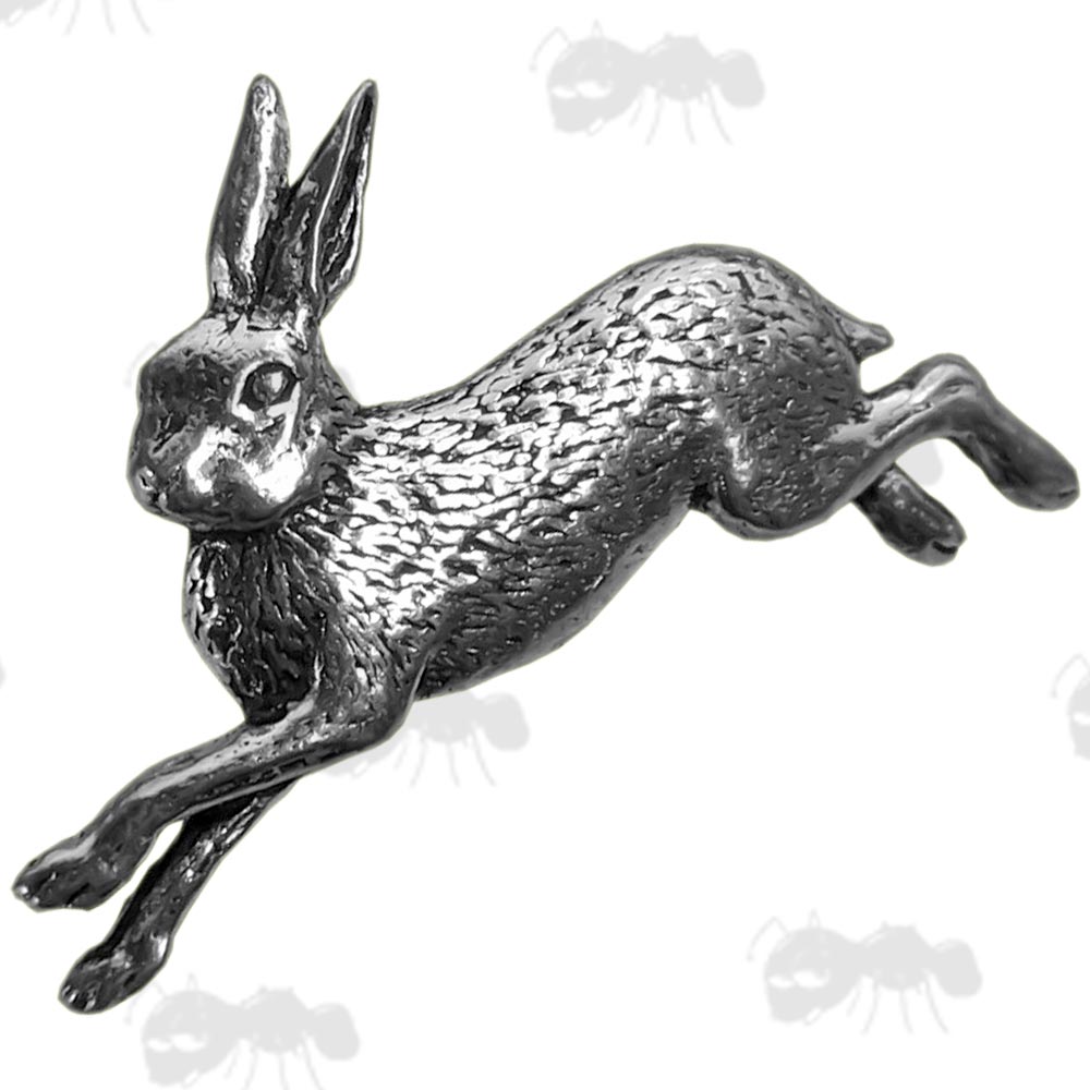 Leaping Hare Pewter Pin Badge