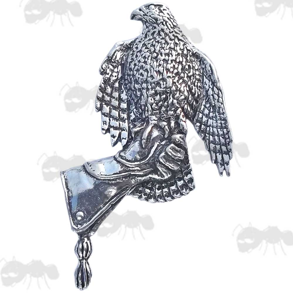 Hawk On Glove Pewter Pin Badge
