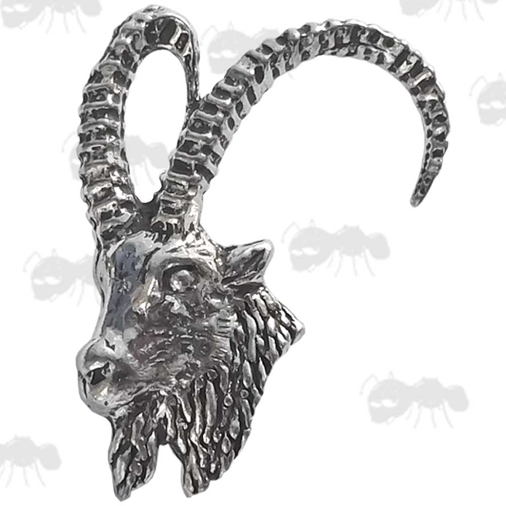 Ibex Head Pewter Pin Badge
