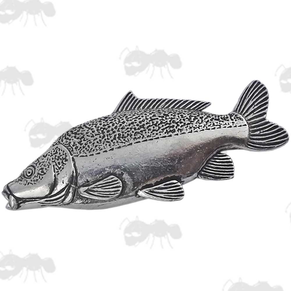 Leather Carp Pewter Pin Badge