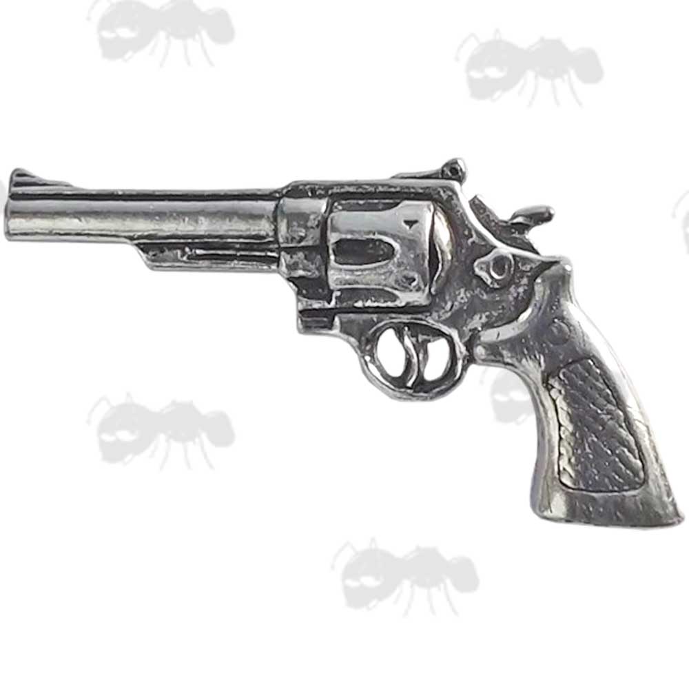 Modern Revolver Pewter Pin Badge