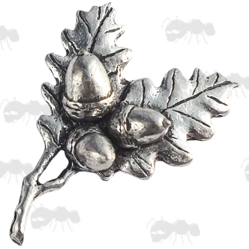 Oak Leaves Pewter Pin Badge