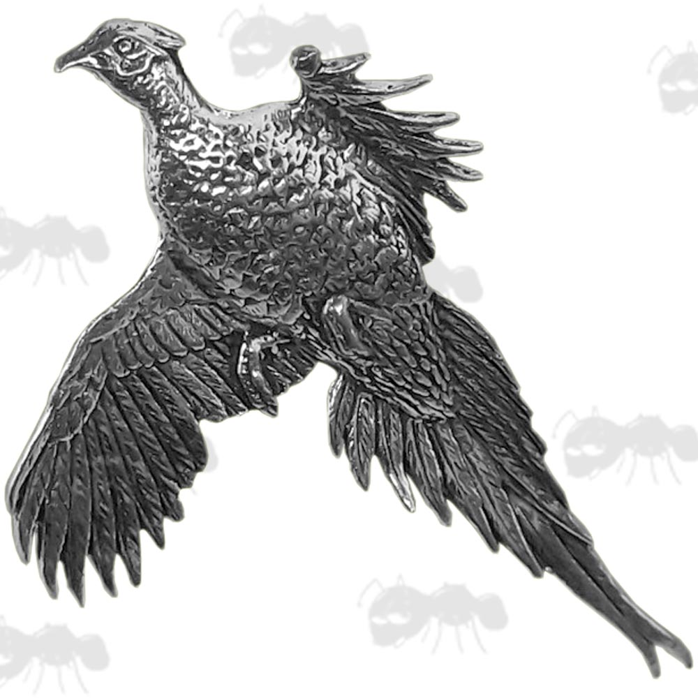 Flushed Large Pheasant Pewter Pin Badge