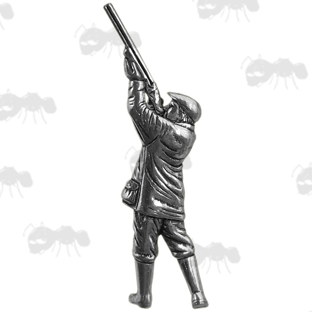 Man Aiming Shotgun Pewter Pin Badge