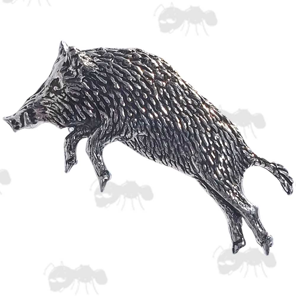 Springing Boar Pewter Pin Badge