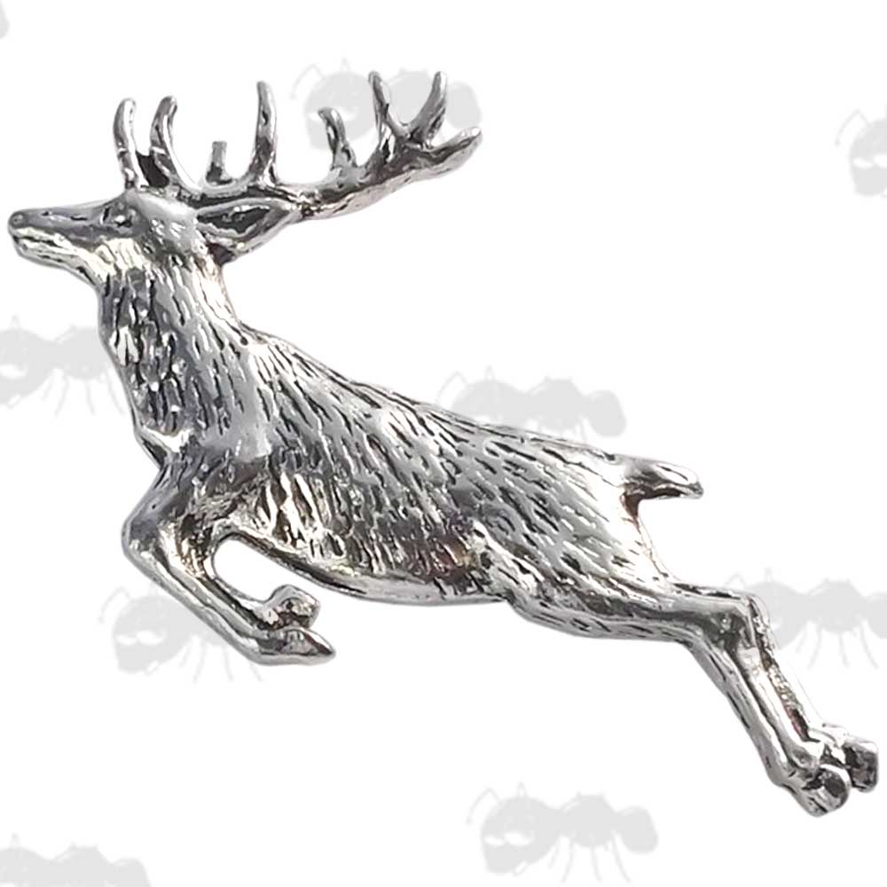 Springing Stag Pewter Pin Badge