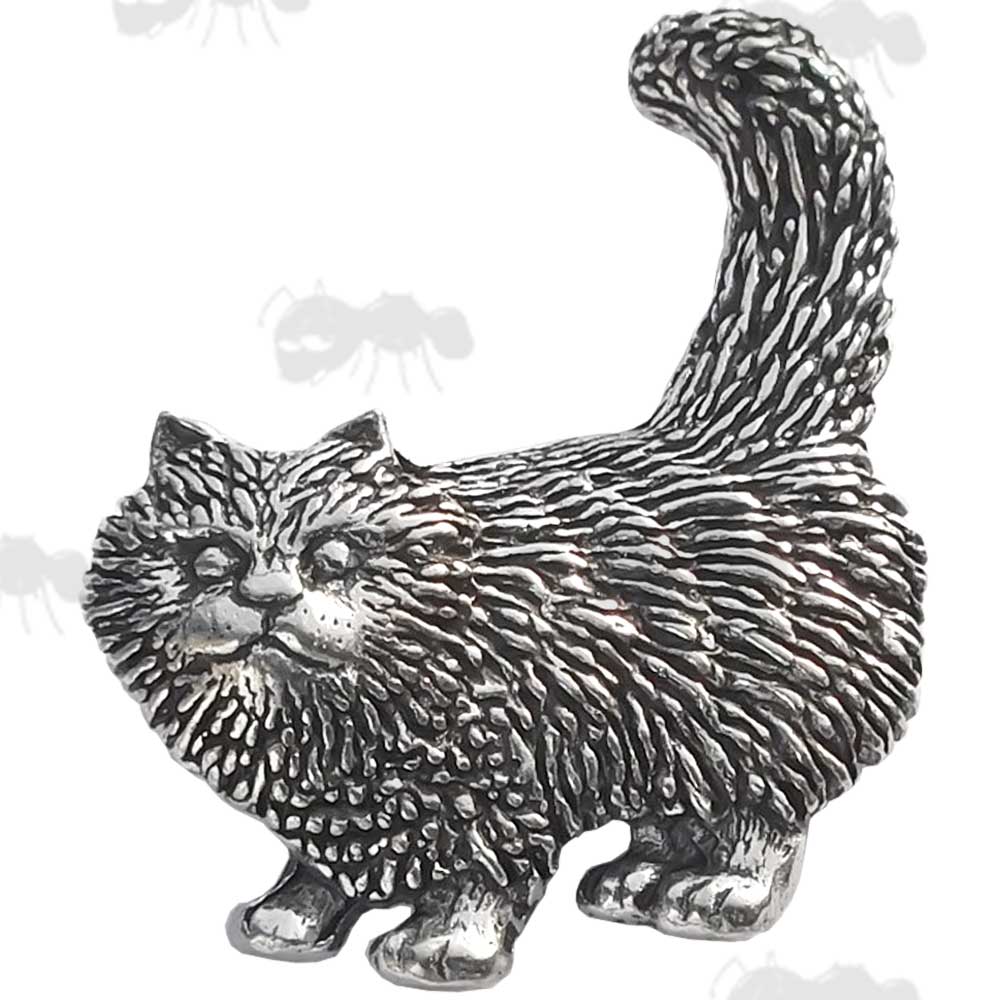 Standing Cat Pewter Pin Badge