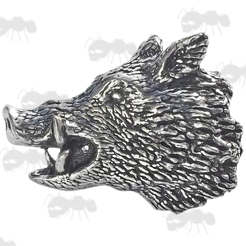 Wild Boars Head Number Two Pewter Pin Badge