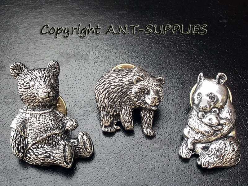 Range of Pewter Pin Bear Badges