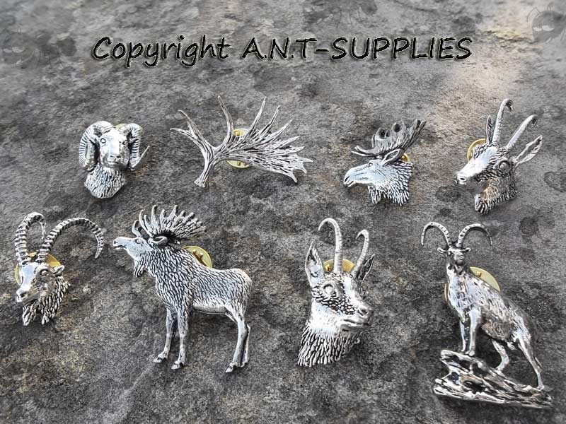 Range of Big Game Design Pewter Pin Badges