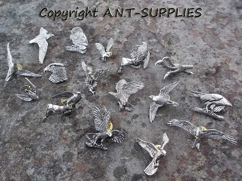 Range of Birds Of Prey Design Pewter Pin Badges