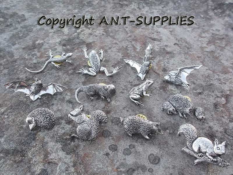 Range of British Wildlife Design Pewter Pin Badges