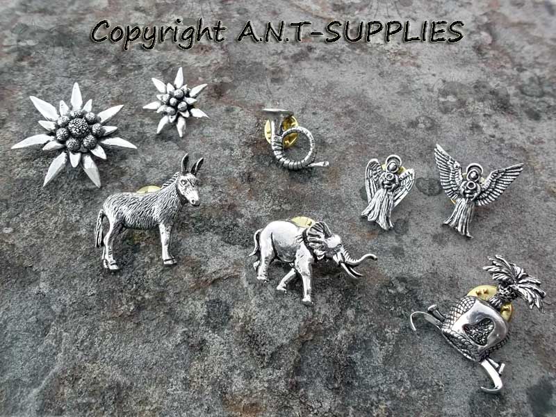 Range of Charm Design Pewter Pin Badges