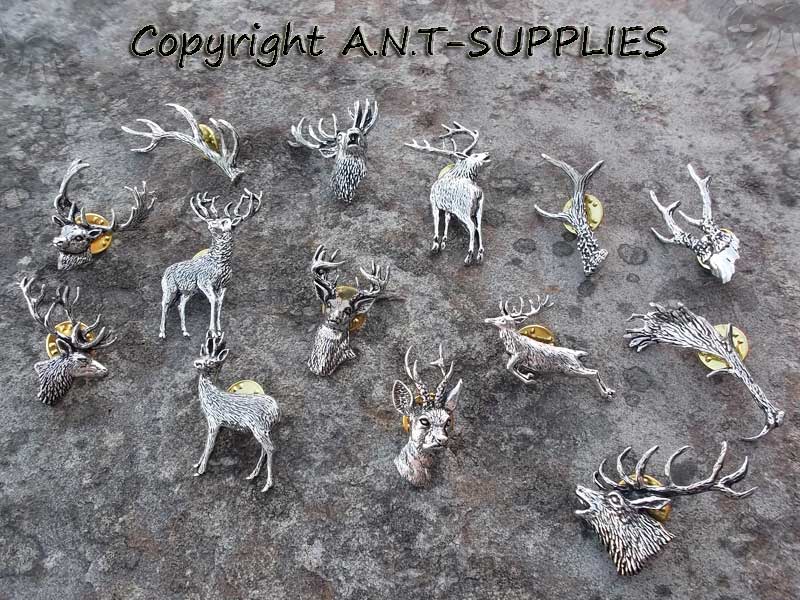 Range of Deer Design Pewter Pin Badges