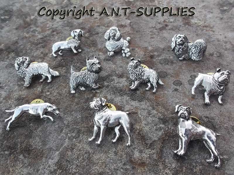 First Range of Dog Design Pewter Pin Badges