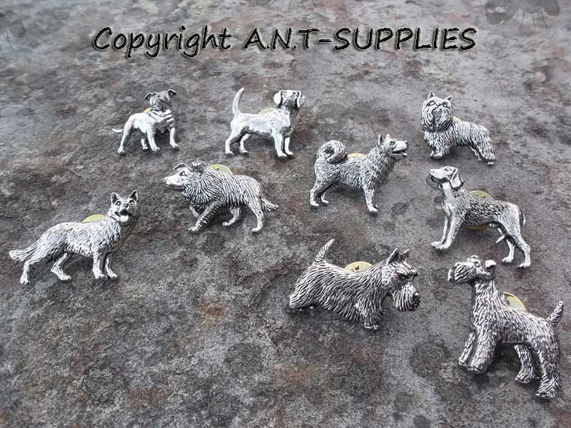 Second Range of Dog Design Pewter Pin Badges