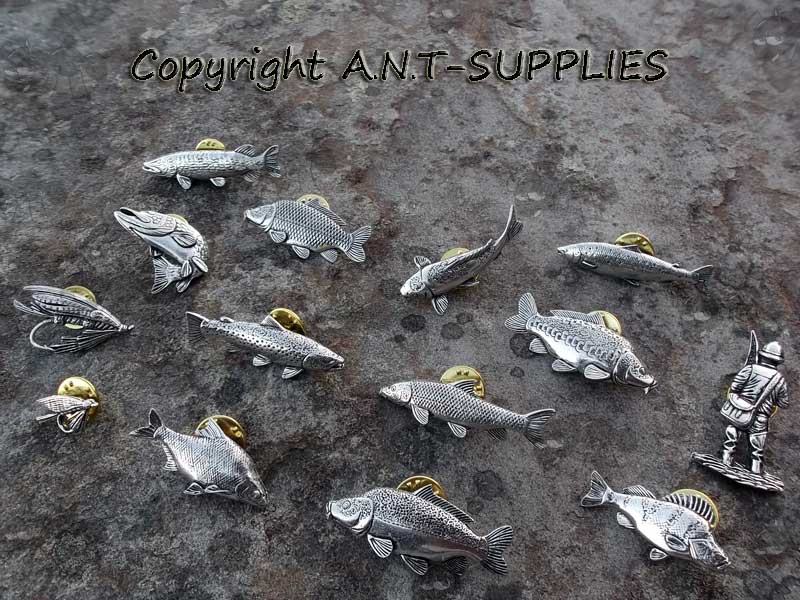 Second Range of Fishing Design Pewter Pin Badges