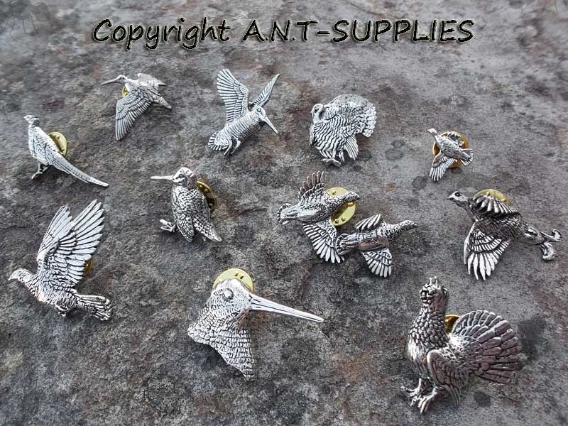 Range of Game Bird Design Pewter Pin Badges