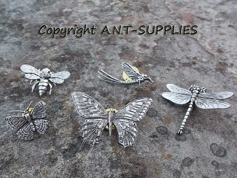 Range of Insect Design Pewter Pin Badges