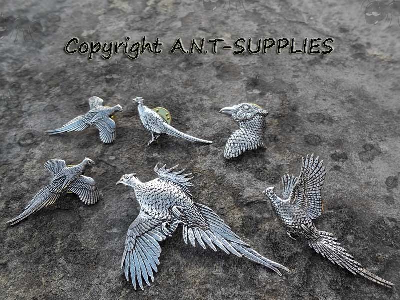 Range of Pheasant Design Pewter Pin Badges