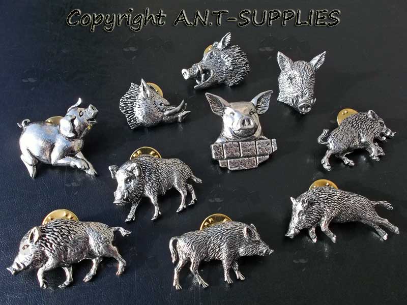 Range of Pig and Boar Design Pewter Pin Badges