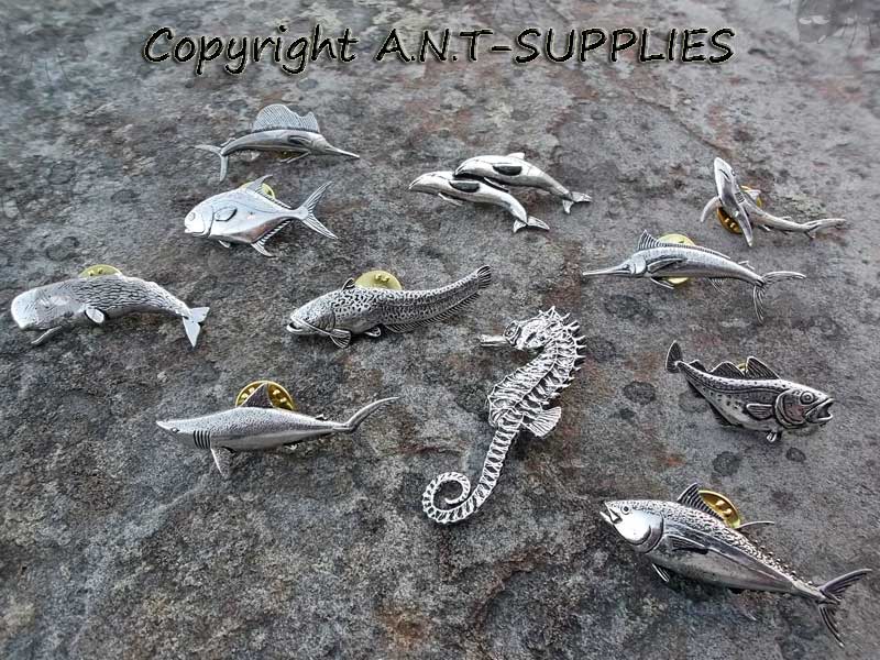 Range of Sealife Design Pewter Pin Badges