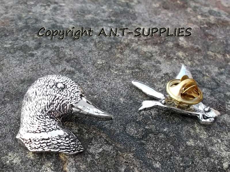 Back View Of a Waterfowl Pewter Pin Badge