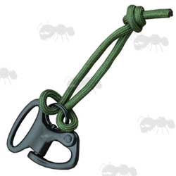 1 Inch Black Snap Shackle with Olive Drab Pull Cord
