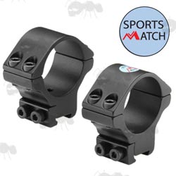 TO35C Sportsmatch 9.5-10.5mm Dovetail Medium Height 30mm Diameter Scope Rings with Arrestor Pin