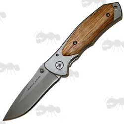 Anglo Arms Folding Lock Blade Knife with Zebra Wood Onlay Handle