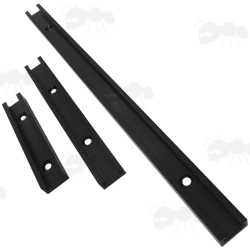 10cm, 15cm and 30cm Lengths of Black Anschutz / Euro / UIT Forend T-Channel Accessory Rails