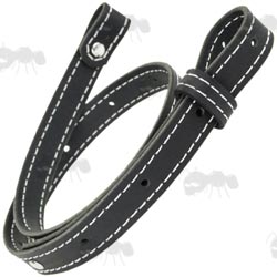 AnTac Thick Black Leather Strap Gun Sling with White Thread Stitching