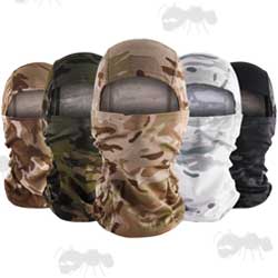 Five Assorted Camouflage Patterned Open Face Balaclavas