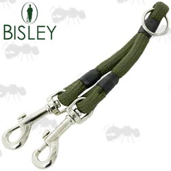 Bisley Green Rope Twin Dog Slip Collar Brace With Large Metal Ring and Two Trigger Clips