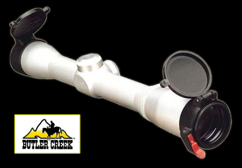 Butler Creek Flip-up Optics Cover on Silver Scope Banner