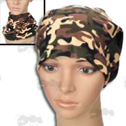 Camo Neck Gaiter Pull Over Head or Neck Warmer on Head Mannequin