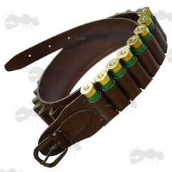 Faux Brown Leather Shotgun Cartridge Belt