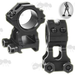 Two Piece Colossus Weaver / Picatinny Rail Rifle Scope Rings with 30mm Diameter Scope Rings and 25.4mm Adapters, Vented Tops
