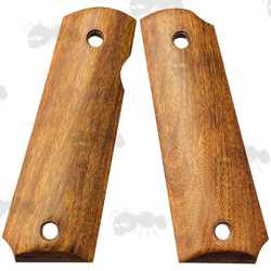 Pair of Full Size Light Brown Rosewood Wood 1911 Pistol Grips with a Smooth Finish