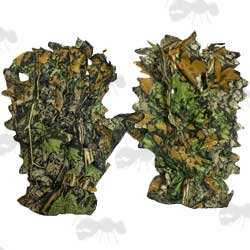 Camouflage 3D Leaf Gloves For Use With Ghillie Suits, Hunting, Fishing, Paintball or Airsoft Games