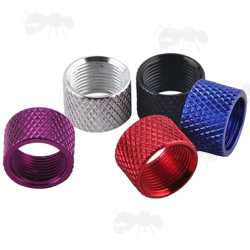 Black, Silver, Red, Blue and Red Coloured Thread Protectors for 1/2-28 Barrel Threads