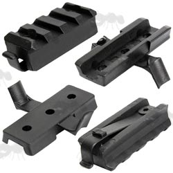 Pair of Two Piece Black Plastic Accessory Rail Adapters For ARC Helmet Base Mounts