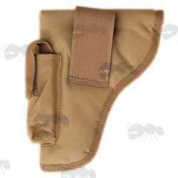Tan Tough Nylon Belt Fitting Pistol Holster with Mag Pouch