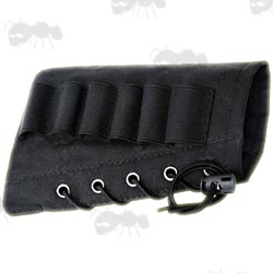 Six Shotgun Cartridge Loops on a Black Canvas Butt End Cover With Lace-Up Design