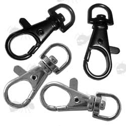 Four Lanyard Lobster Swivel Clips, Two Black and Two Silver Coloured