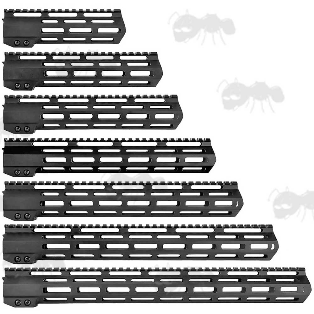 Assortment of Different Lengths of AR Style Metal M-Lok Free Float Handguard
