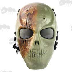 MO1 Green and Brown Camo Full Face Skull Airsoft Mask